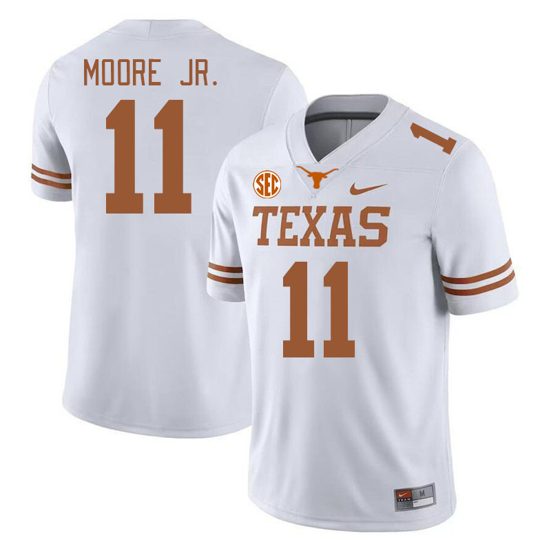 Texas Longhorns #11 DeAndre Moore Jr. SEC Conference College Football Jerseys Stitched Sale-White